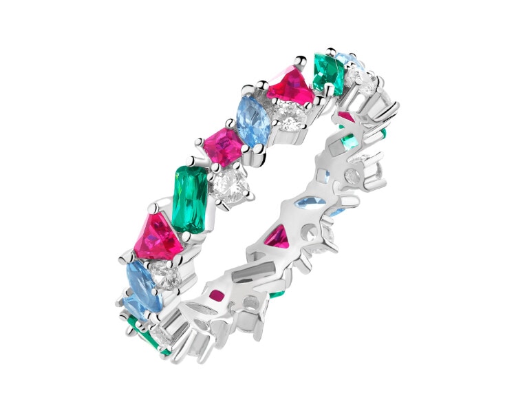 Pierścionek srebrny z cyrkoniami - Eternity