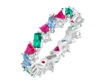 Pierścionek srebrny z cyrkoniami - Eternity