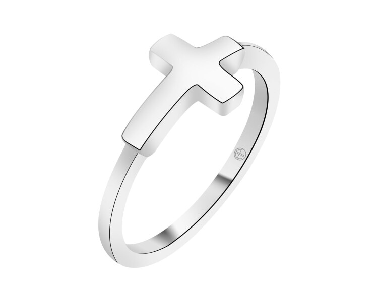 Pierścionek srebrny - krzyż