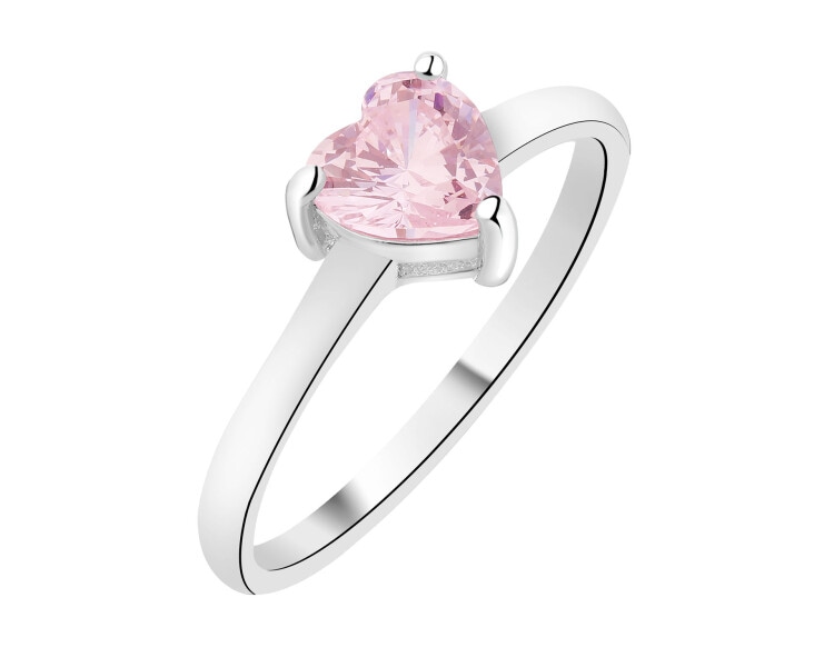 Stříbrný prsten se zirkonem - srdce