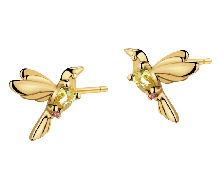 Kolczyki srebrne z cyrkoniami - kolibry