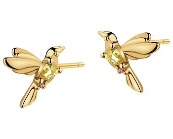 Kolczyki srebrne z cyrkoniami - kolibry