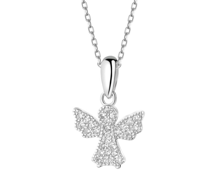 Zawieszka srebrna z cyrkoniami - aniołek