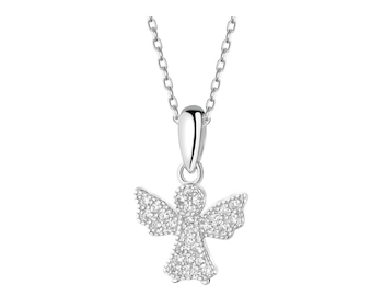 Zawieszka srebrna z cyrkoniami - aniołek