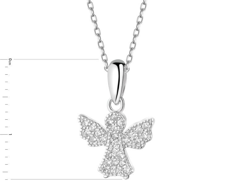 Zawieszka srebrna z cyrkoniami - aniołek