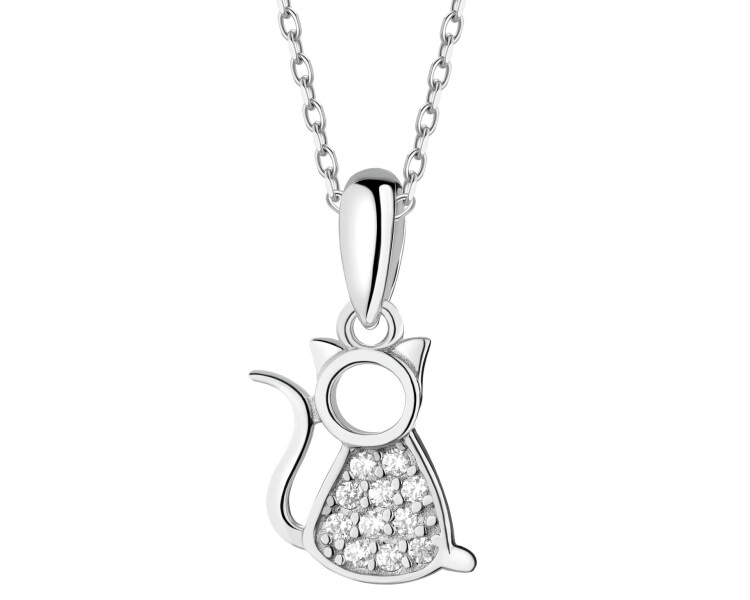 Zawieszka srebrna z cyrkoniami - kot