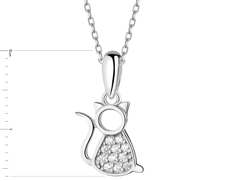 Zawieszka srebrna z cyrkoniami - kot