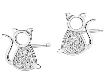 Kolczyki srebrne z cyrkoniami - koty