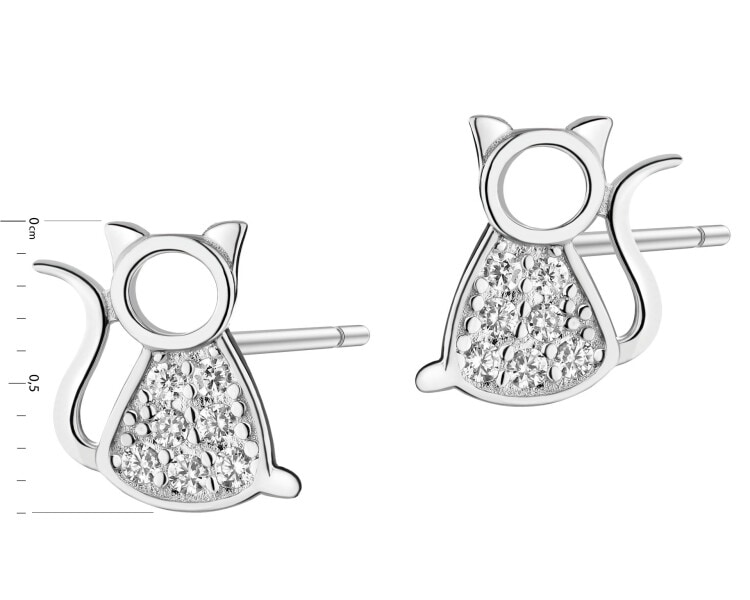 Kolczyki srebrne z cyrkoniami - koty