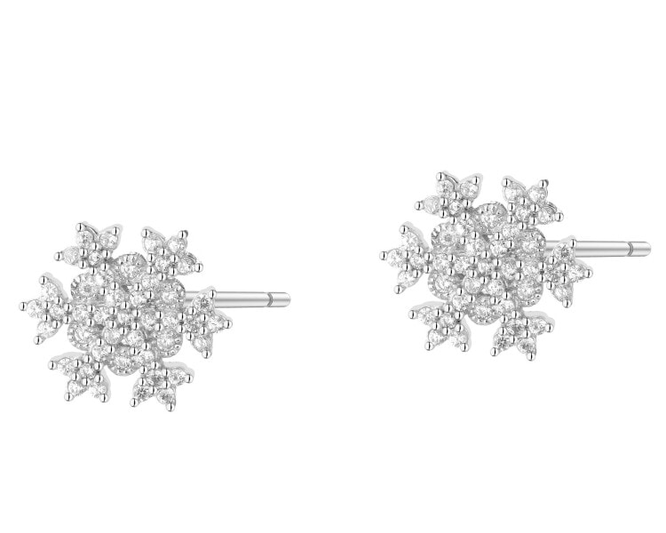 Kolczyki srebrne z cyrkoniami - śnieżynki