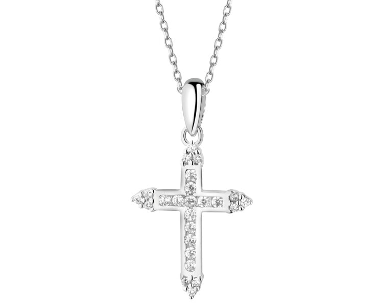 Zawieszka srebrna z cyrkoniami - Krzyż
