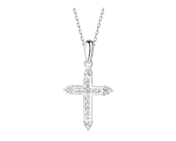 Zawieszka srebrna z cyrkoniami - Krzyż