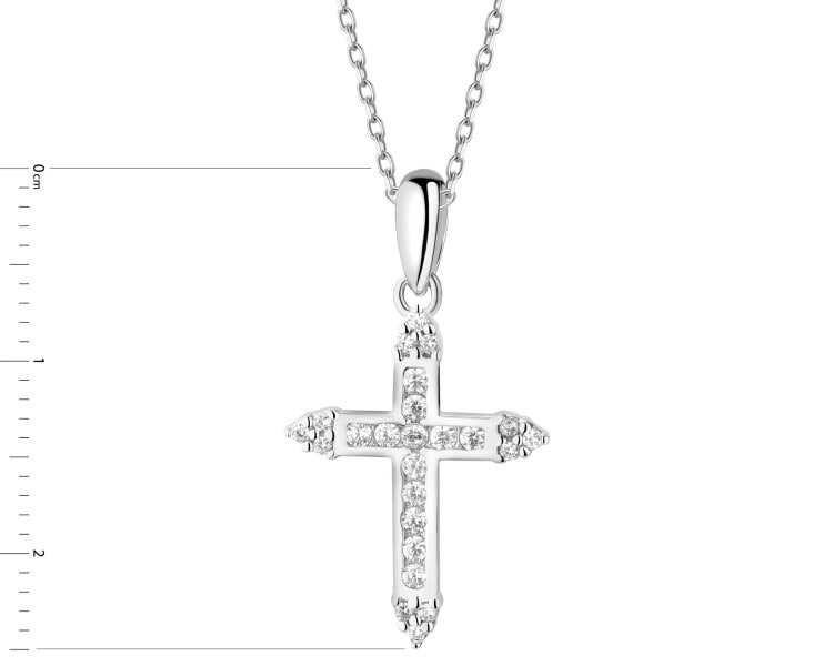 Zawieszka srebrna z cyrkoniami - Krzyż