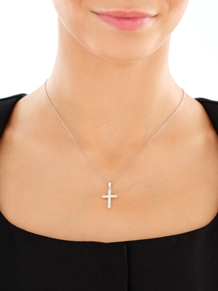 Zawieszka srebrna z cyrkoniami - Krzyż