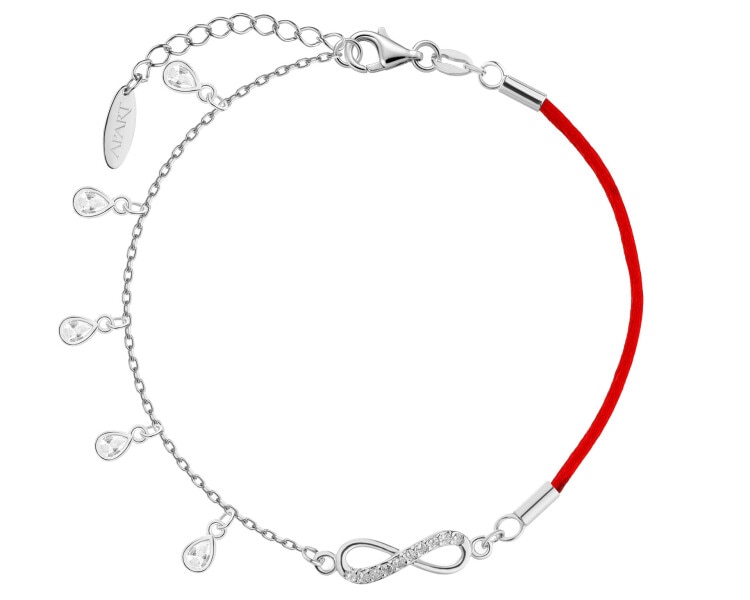 Bransoletka srebrna z cyrkoniami - nieskończoność