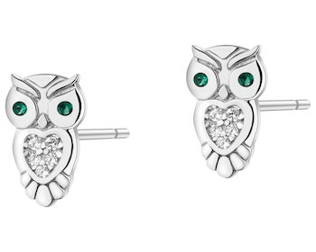 Kolczyki srebrne z cyrkoniami - sowy