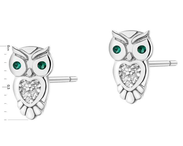 Kolczyki srebrne z cyrkoniami - sowy