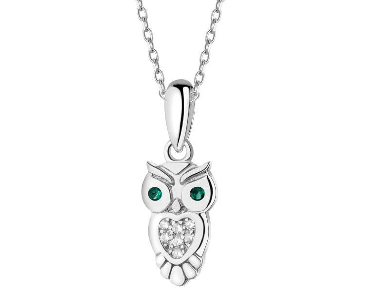 Stříbrné náušnice se zirkony - sova