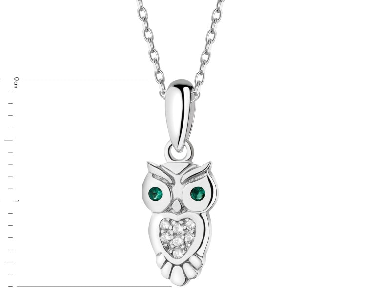 Zawieszka srebrna z cyrkoniami - sowa
