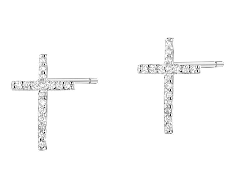 Kolczyki srebrne z cyrkoniami - krzyże