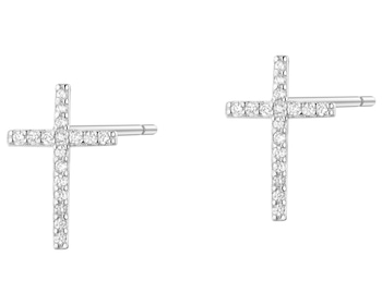Kolczyki srebrne z cyrkoniami - krzyże