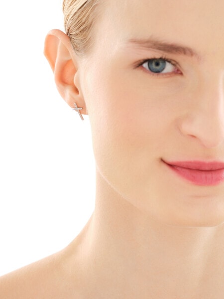 Kolczyki srebrne z cyrkoniami - krzyże