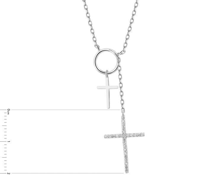 Naszyjnik srebrny z cyrkoniami - krzyże