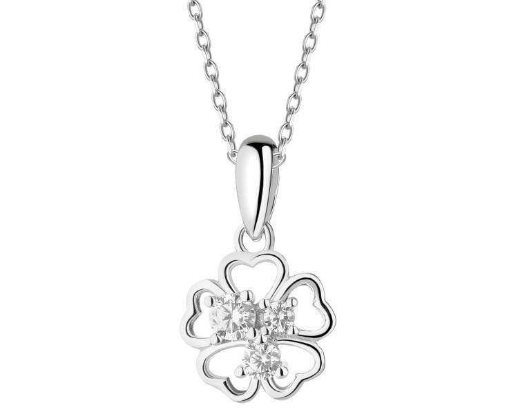 Stříbrný přívěsek se zirkony - čtyřlístek