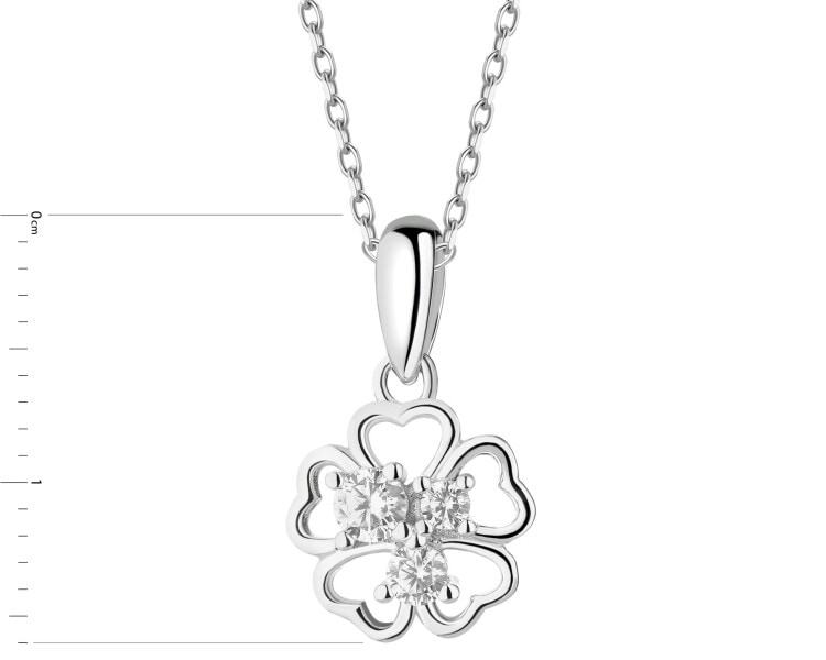 Zawieszka srebrna z cyrkoniami - koniczyna