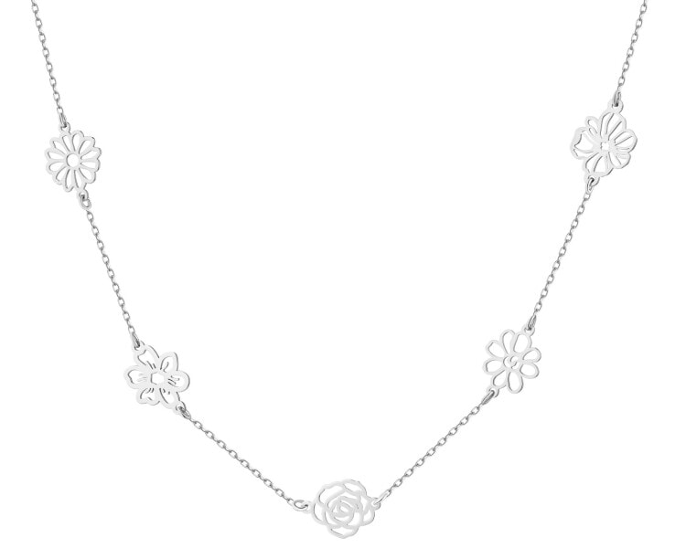 Naszyjnik srebrny - kwiaty