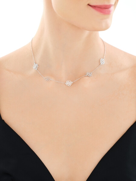 Naszyjnik srebrny - kwiaty