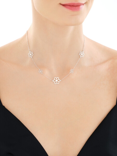 Naszyjnik srebrny - kwiaty