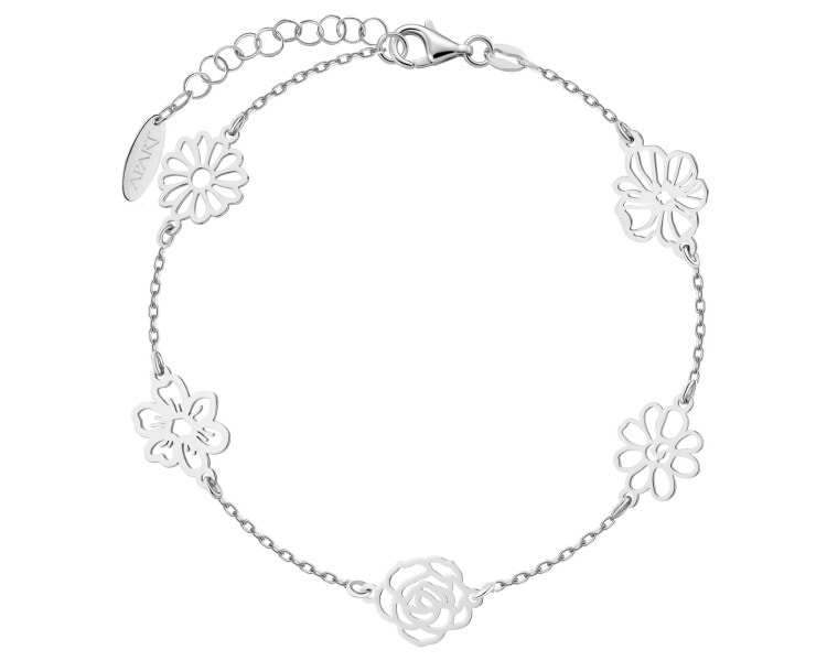 Stříbrný náramek - květy