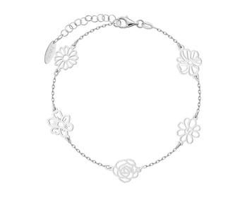 Bransoletka srebrna - kwiaty
