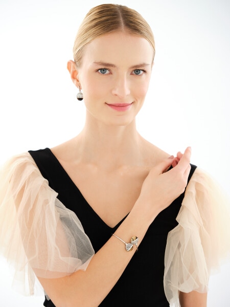 Bransoletka srebrna z bursztynem