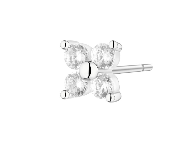 Zestaw trzech srebrnych kolczyków z cyrkoniami - kokardka, kwiat