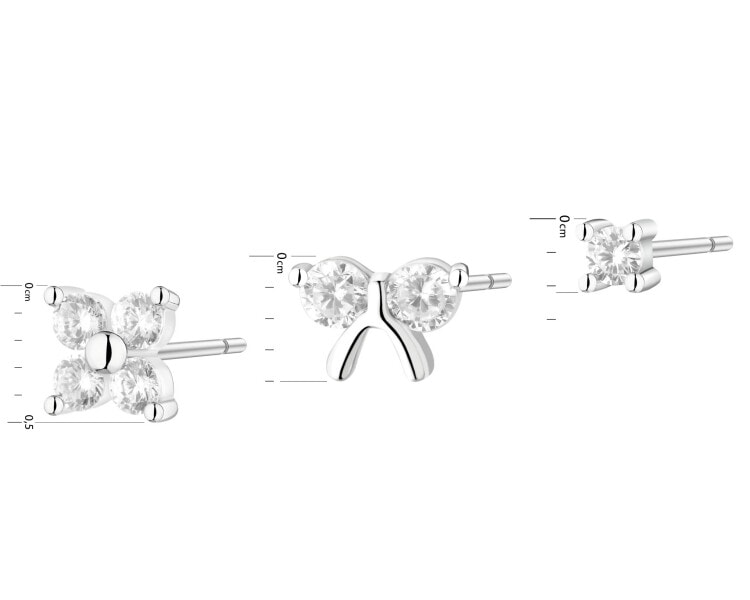 Rhodium Plated Silver Earring Set with Cubic Zirconia