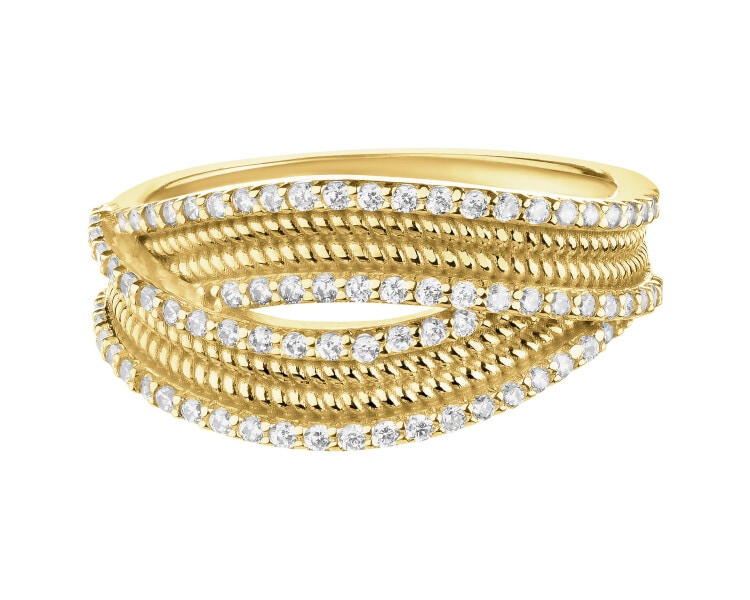 Złoty pierścionek z cyrkoniami