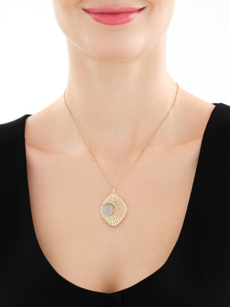14 K Rhodium-Plated Yellow Gold Pendant