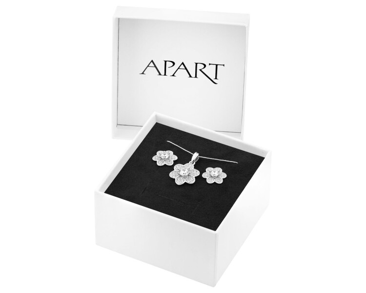 Rhodium Plated Silver Set with Cubic Zirconia