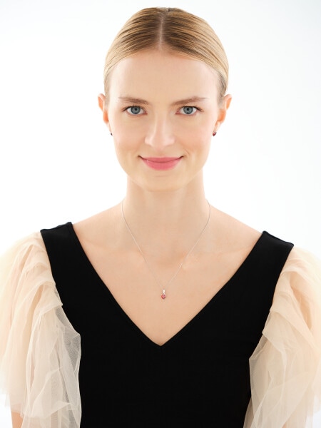 Srebrne kolczyki i zawieszka z cyrkoniami, łańcuszek - serca