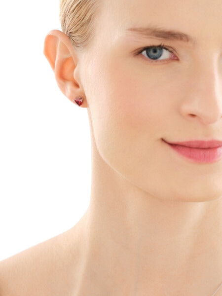 Srebrne kolczyki i zawieszka z cyrkoniami, łańcuszek - serca