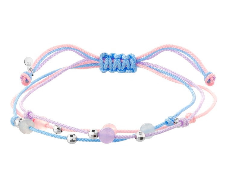 Bransoletka z elementami srebra i kamieniami chalcedonu - kulki