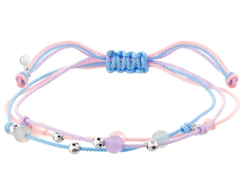 Bransoletka z elementami srebra i kamieniami chalcedonu - kulki