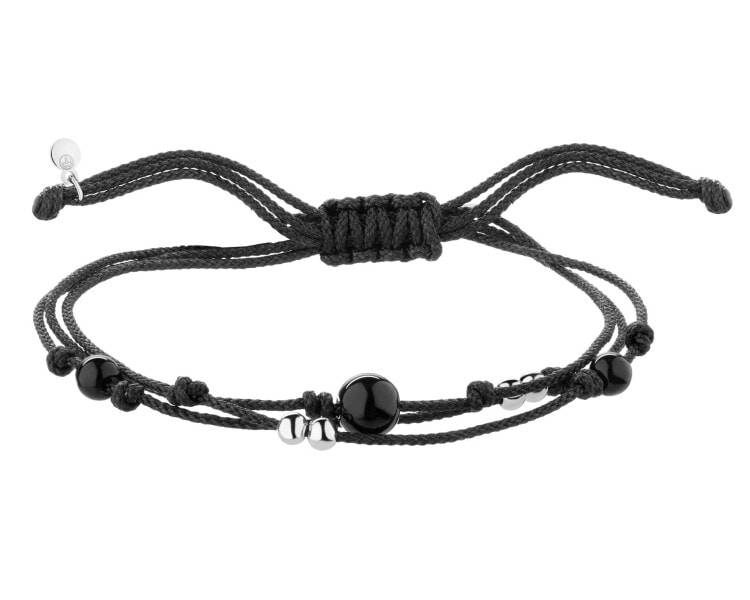 Bransoletka z elementami srebra i szlifowanym szkłem - kulki