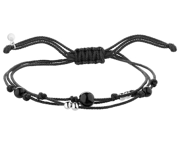 Bransoletka z elementami srebra i szlifowanym szkłem - kulki