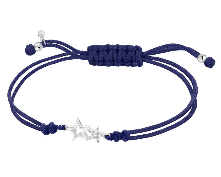 Bransoletka z elementami srebra i cyrkoniami - gwiazdy