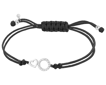 Bransoletka z elementami srebra i cyrkoniami - serce, koło