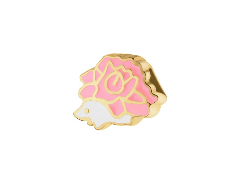 Zawieszka srebrna beads dla dziecka z emalią - jeż