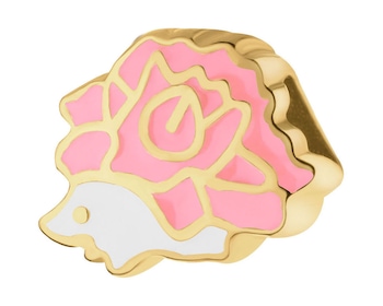 Zawieszka srebrna beads dla dziecka z emalią - jeż